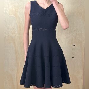 ALAIA Navy V-neck knitted minidress, size FR 42